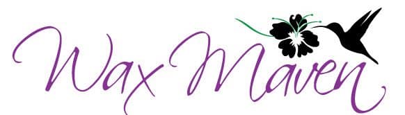 Wax Maven logo with purple script and hummingbird design