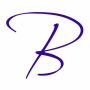 Elegant stylized letter B in purple on white background