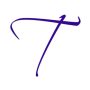 Elegant purple brushstroke forming a stylized letter T on white