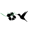 Silhouette of a hummingbird with a hibiscus flower