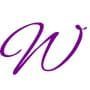 Stylized purple letter W logo with elegant design